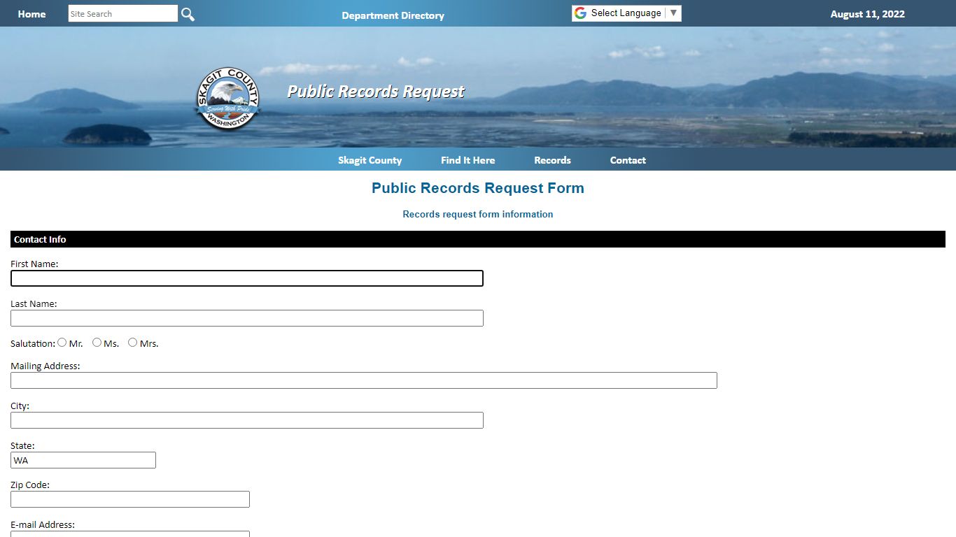 Public Records Request - Skagit County, Washington