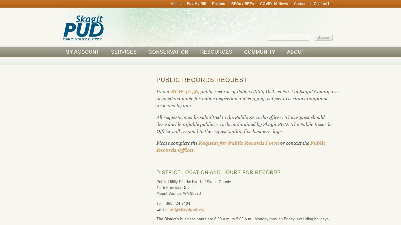 Public Records Request - Skagit PUD