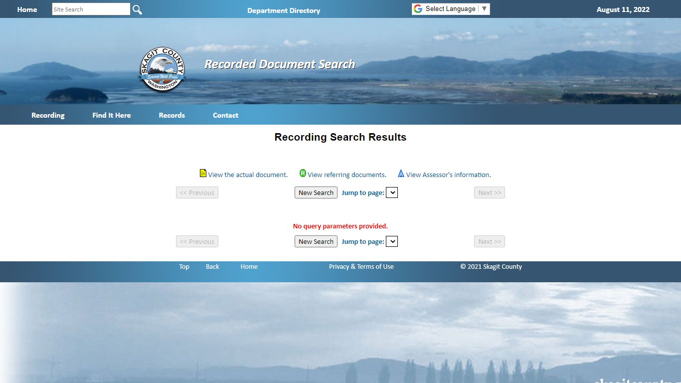 Recording Search Results - Skagit County, Washington